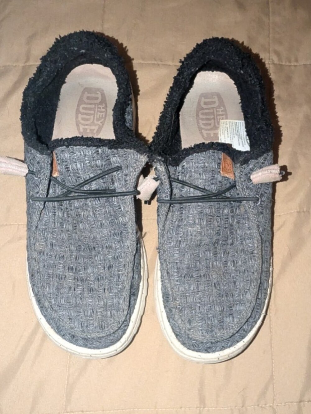 Hey Dude Wendy Warmth Gray Knit Slip-On Shoes With Sherpa Lining Women's 10